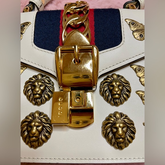 GUCCI Sylvie Top Handle Bag Embellished Leather Mini - Picture 9 of 13